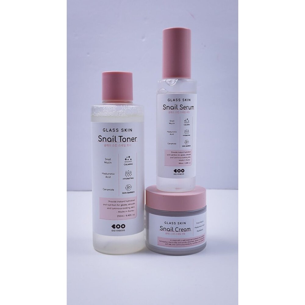 Dearboo Glass Skin Snail Toner Cream & Serum Set  Korean Beauty Skincare